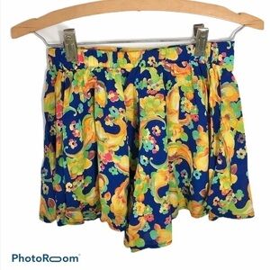 LF Bright Floral Silky High Waisted Shorts Women NWT Sz 8